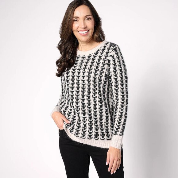 LOGO by Lori Goldstein Sweaters - LOGO by Lori Goldstein Brushed Jacquard Sweater - Sz M a656999